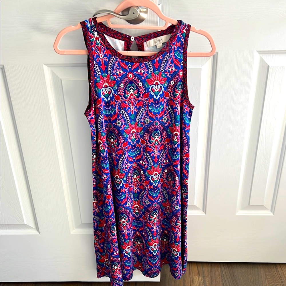 Loft, blue and red paisley swing dress